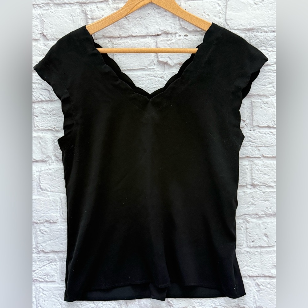 Express Elegant Black Scalloped Women's Top